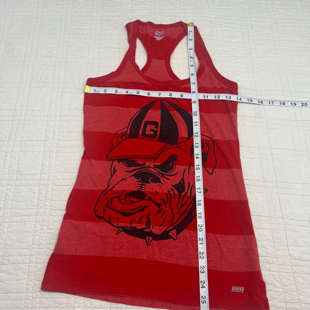 Soffe Georgia Bulldogs Racerback Tank Red Striped Uga Graphic Womens Small *NOTE - Picture 7 of 9